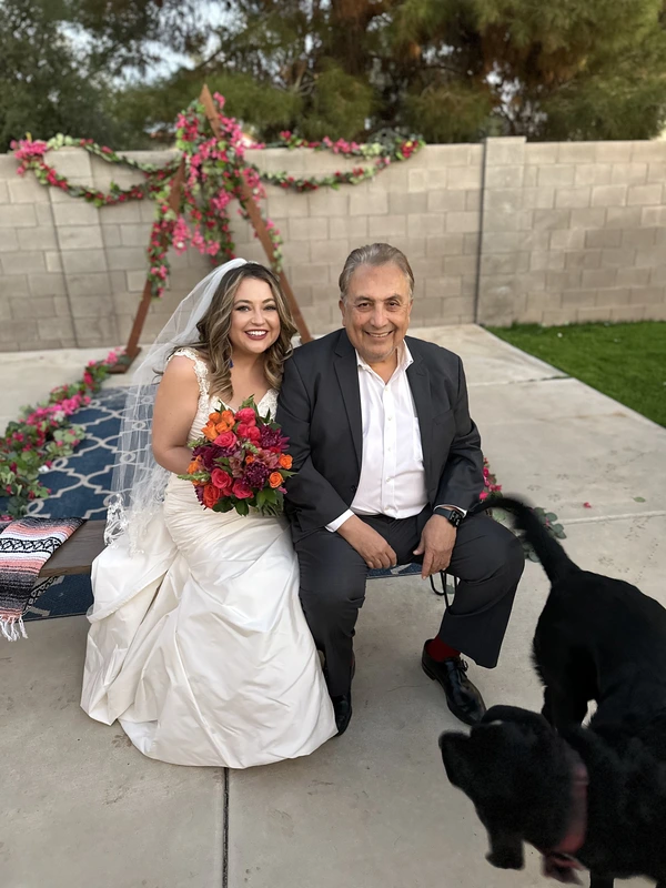 Sitting together in the wedding garden