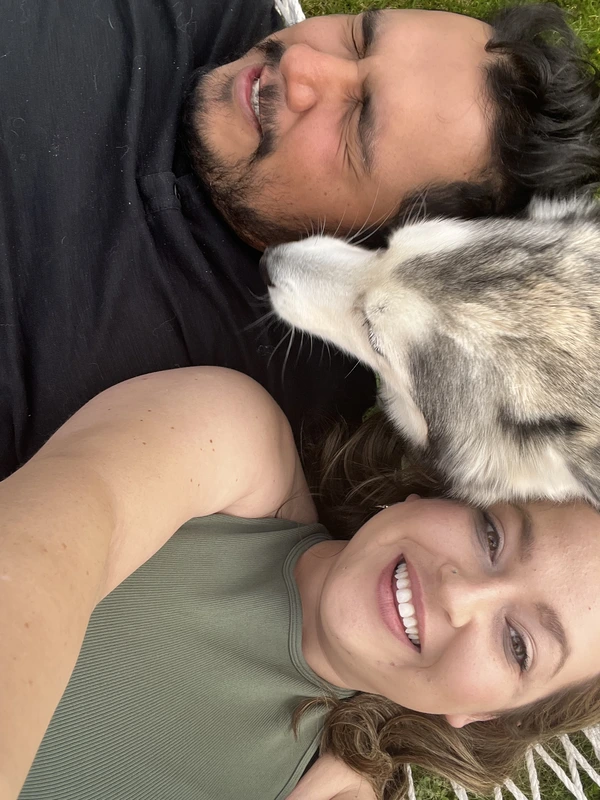 A sofa selfie with Nala