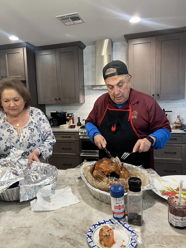 Preparing a holiday meal together