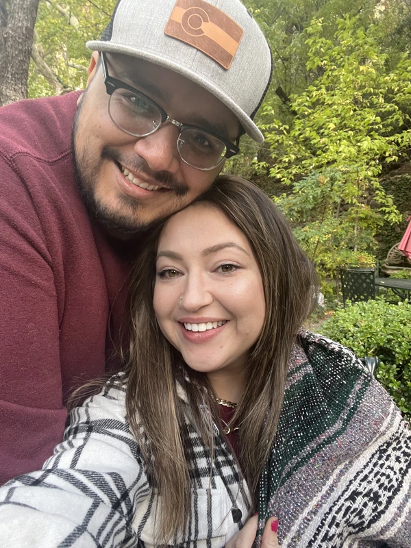 A hug outside
