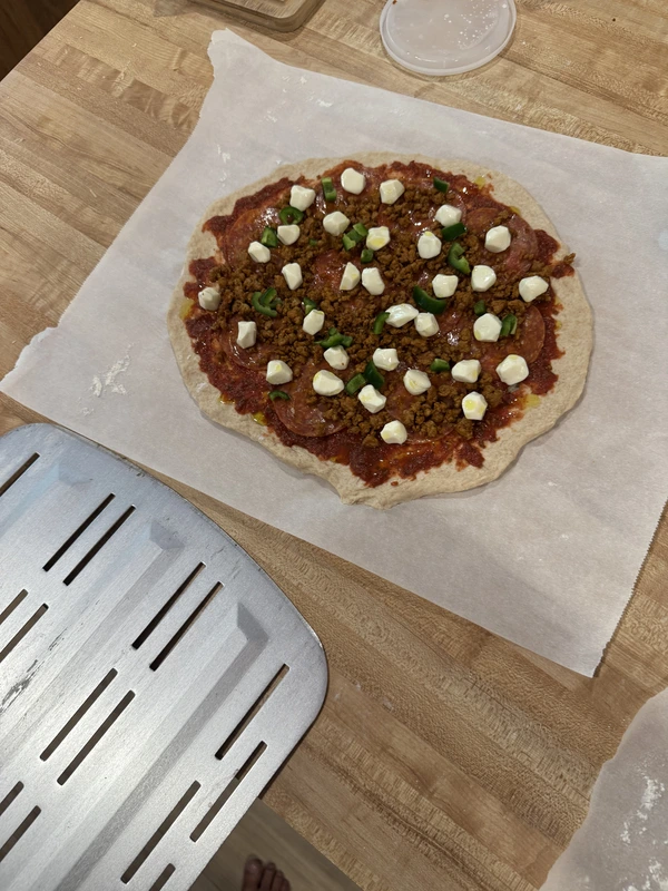 Pizza ready for the oven